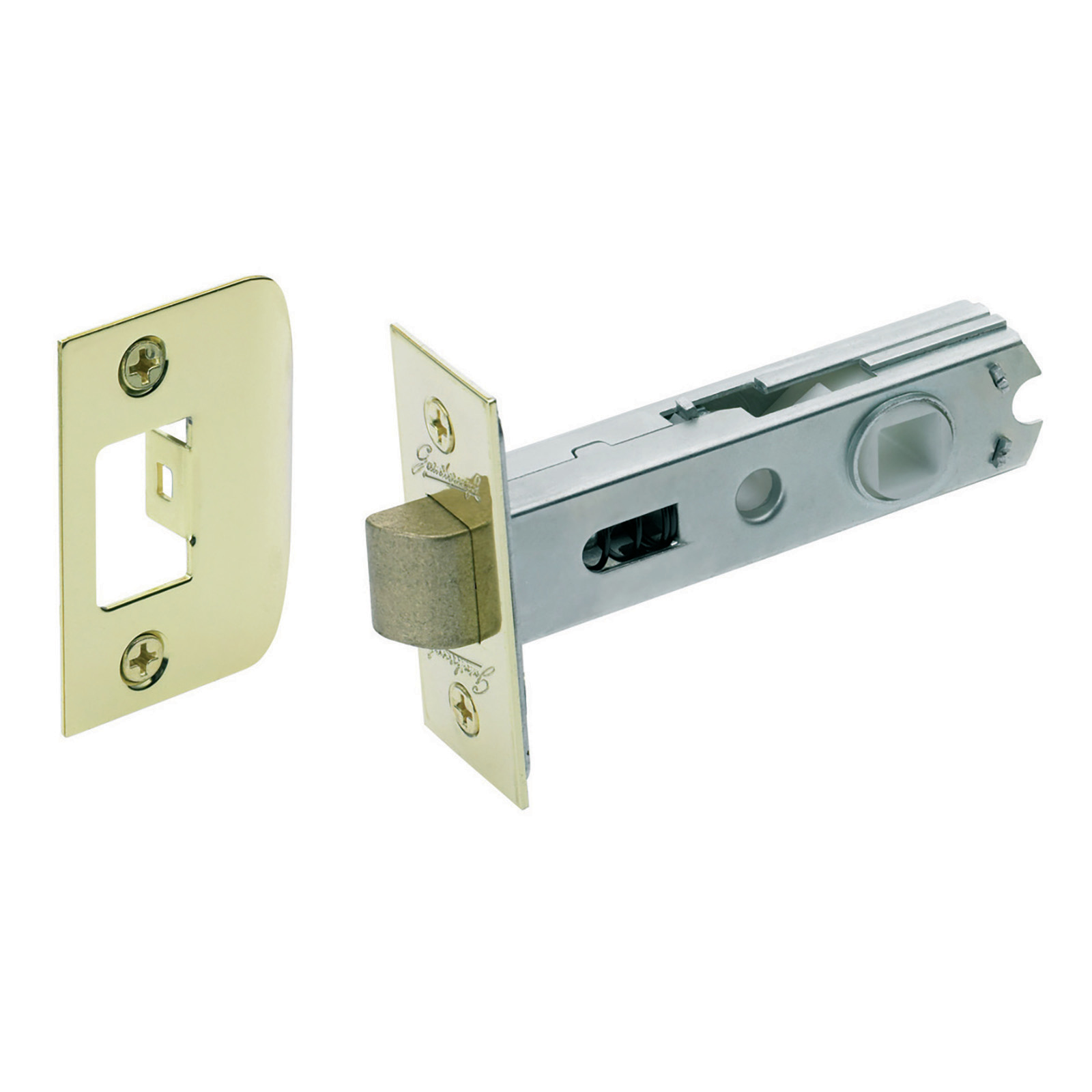 Gainsborough 60mm Polished Brass D Strike Rectangular Face Tubular Latch product image