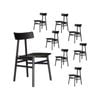 Claire Dining Chair Set of 8 Solid Oak Wood Timber Seat Furniture - Black