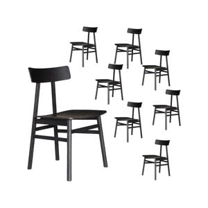 Claire Dining Chair Set of 8 Solid Oak Wood Timber Seat Furniture - Black