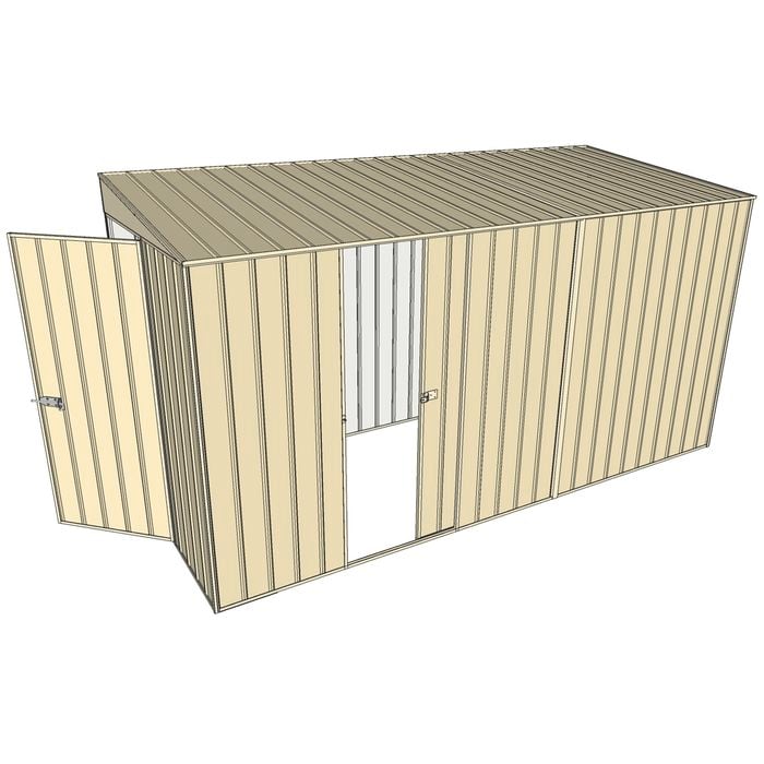Build-a-Shed 1.5 x 3.7 x 2m Single Sliding Side Door Skillion Shed - Cream