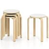 Costway 4pcs Stacking Stool Round Dining Chair Birch Wood White