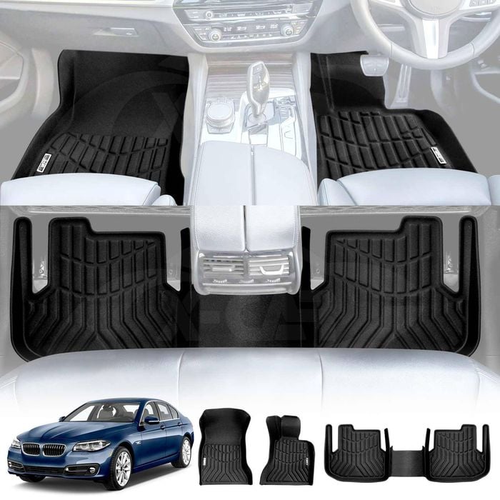 3D All-Weather Floor Mats for BMW 5 Series F10 Sedan 2010-2016 Heavy Duty Floor Liners Full Set