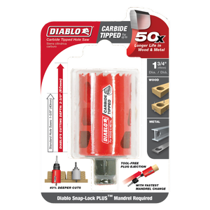 Diablo 44mm Carbide-Tipped Wood And Metal Hole Saw