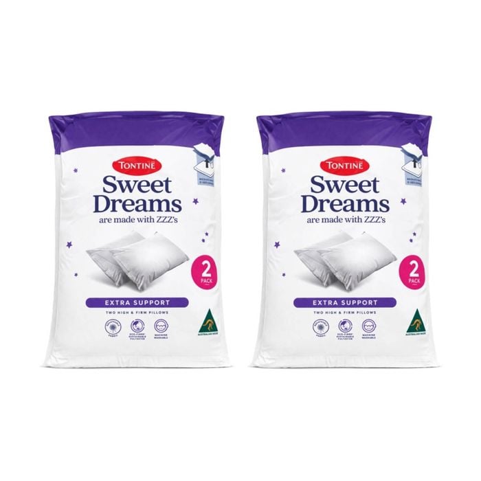2x 2pc Tontine Sweet Dreams Extra Support Bedding Pillows Set High & Firm