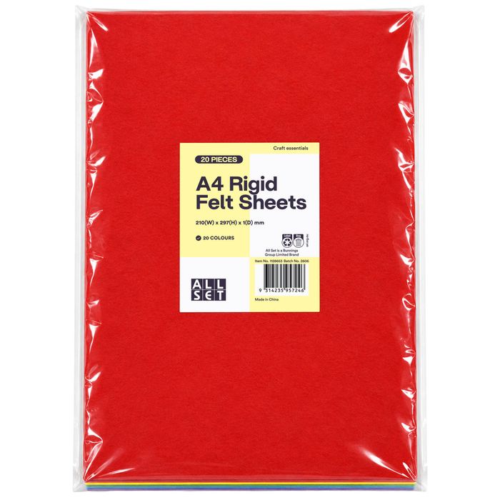 All Set A4 Rigid Felt Sheets - 20 Pack