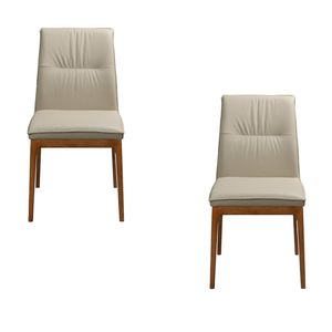 Japon 2pc Set Dining Chair Leather Seat Mocha Grey
