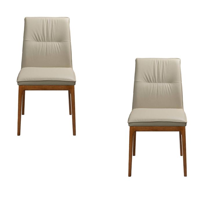 Japon 2pc Set Dining Chair Leather Seat Mocha Grey