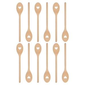 Argon Tableware Wooden Heart Cooking Spoons - 30cm - Pack of 12