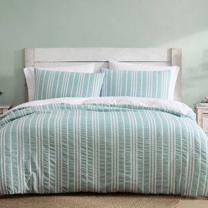 3pc Ardor Flynn Quilt Cover Set Yarn-Dyed Seersucker Bedding Blue King