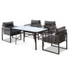 ALFORDSON Dining Table Set 5PCS Black Grey 140cm