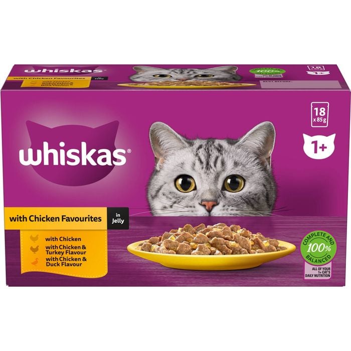 Whiskas 85g Chicken Mixed Favourites In Jelly Cat Wet Food - 18 Pouches