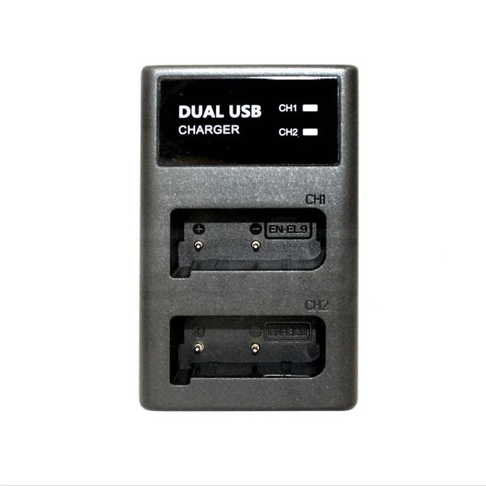 External USB Dual Battery Charger for Nikon D3000 D5000 D40 EN-EL9 Camera Camcorder