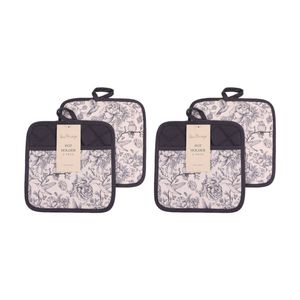 2x 2pc Bas Phillips Printed Linen Looks Pot Holder Set Blue Birds