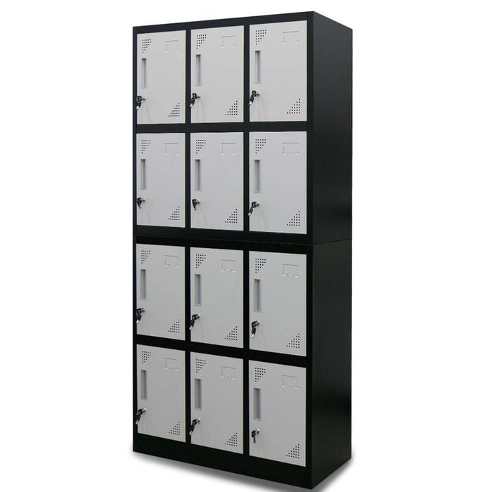 FORTIA 12 Doors Locker Cabinet Metal Gym Storage Home Office School Stationary Compartment