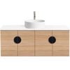 CIBO 1200mm Oak Mornington Wall Hung Vanity with White Basin and Black Handles