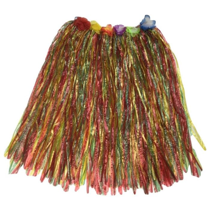 60cm HAWAIIAN HULA SKIRT Tropical Costume Dress Lei Grass Flower Party Adult - Rainbow | One Size | adjustable elastic
