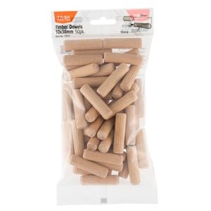 Taskmaster 10 x 38mm Timber Dowel Connectors - 50 Pack