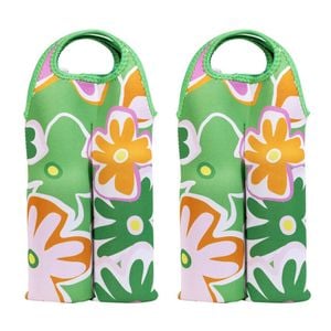 2PK Splosh Summer Pop Neoprene Insulated Wine Cooler Bottle Holder 9x34cm Green