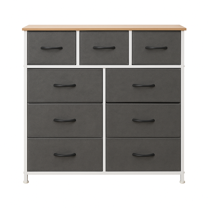 Foret Chest Of 9 Drawers Storage Cabinet Tower Dresser Tallboy Retro Wooden Top