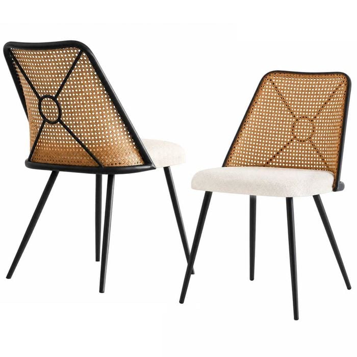 Familand Dining Chairs Set Of 2 Padded Seat Kitchen Living Room Chair With Rattan Back