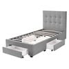 Levede Single Fabric Bed Frame Tufted 4 Drawers Storage Wooden Base Beige