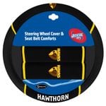 HAWTHORN HAWKS Official AFL Steering Wheel Cover and Seat Belt Cover Set