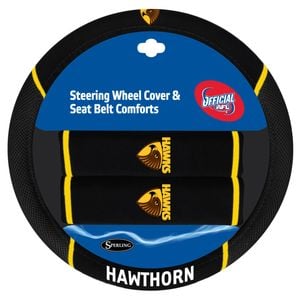 Hawthorn Hawks Official Afl Steering Wheel Cover And Seat Belt Cover Set