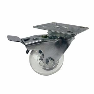 Easyroll 50mm 40kg Load Transparent Swivel Plate And Brake Castor - 50mm 1 Pack
