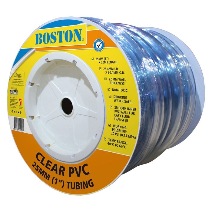BOSTON 25mm Clear PVC Tubing - Per Linear Meter