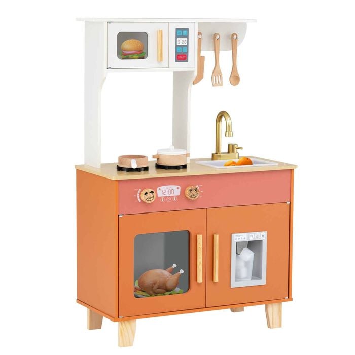 Costway Kids Kitchen Playset Chef Pretend Play Kitchen Toy Gift Orange