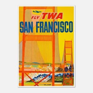 Galrie Vintage San Francisco Airline Travel Poster Golden Gate Bridge Art, Poster Only, A2 42 x 60cm (16 x 24inch)