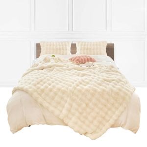 SOGA 200cm Creamy White Fur Throw Blanket
