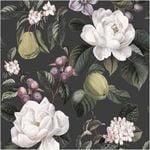Large Flowers Charcoal, Wallpaper 10.05m x 53cm Wallpaper Boutique