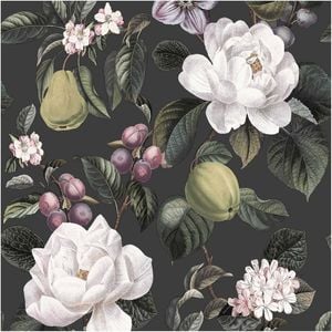 Large Flowers Charcoal, Wallpaper 10.05m x 53cm Wallpaper Boutique