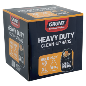 GRUNT 158L Black Heavy Duty Clean Up Bags