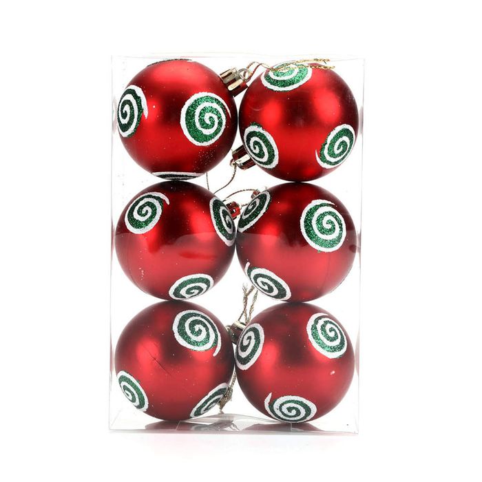 Catzon 6 Pcs Christmas Balls 6CM Shatterproof Plastic Painted Baubles for Xmas Tree Decor-Set1