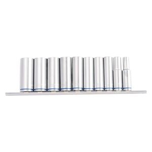 Kincrome 10 Piece 1/2" Drive Metric Mirror Polish Deep Socket Rail