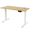 Ufurniture Electric Standing Desk 3 Memory Height Adjustable 140cm Splice Board White Frame/Oak Color Table Top