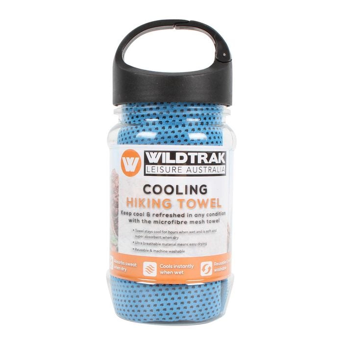 Wildtrak 102x30cm Cooling Towel Rectangle W/ Holder Outdoor Camping Assorted