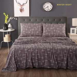 Ramesses Ultra Soft Micro Flannelette Sheet Set -Printed Winter Night