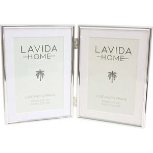 LVD Iron Glass Double Photo/Picture Frame 5x7 13.5x2.5x18.5cm Silver-Plated