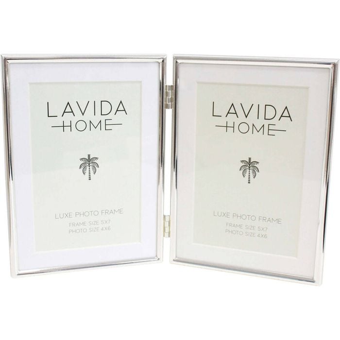 LVD Iron Glass Double Photo/Picture Frame 5x7 13.5x2.5x18.5cm Silver-Plated