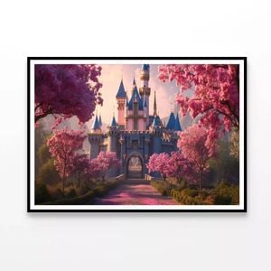 Castle with Trees & Flowers  Print 100% Australian Made 90x60cm  (Poster)