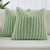 Gioia Casa Faux Fur Cushion Covers - Sage, 45cm x 45cm (Pack of 2)