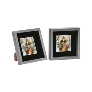 Nicola Spring Acrylic 3D Box Photo Frames with 4" x 4" Mounts - 8" x 8"  - Grey - Pack of 2