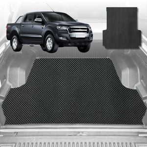 6D Diamond Ute Tub Mat for Ford Ranger (PX Dual Cab Ute) 2012-2015 (with plastic tub liner)-Black-Outback GT