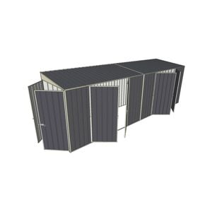 Build-a-Shed 1.5 x 6 x 2m Skillion Dual Double Hinged Side Door Shed - Grey