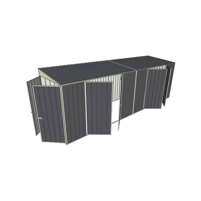 Build-a-Shed 1.5 x 6 x 2m Skillion Dual Double Hinged Side Door Shed - Grey