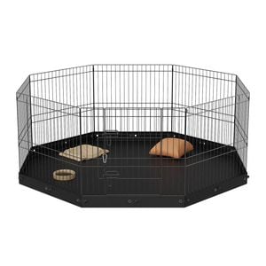 VEVOR Dog Playpen Black 8 Panels Foldable with Bottom Pad Ground Stakes for Camping