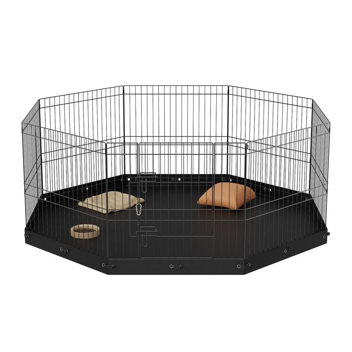 VEVOR Dog Playpen Black 8 Panels Foldable with Bottom Pad Ground Stakes for Camping